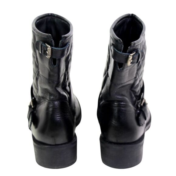 Matisse QUILTED BLACK REAL LEATHER LOW HEEL BELTED PULL ON ANKLE BOOTS Sz 9.5M - Picture 4 of 11